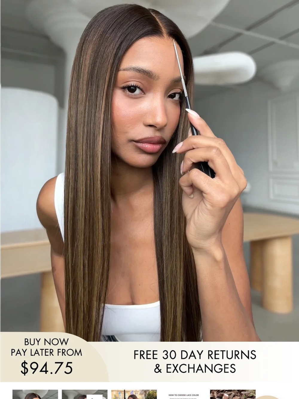 HAIRVIVI glueless maire Brown hair highlighted wig BRAND NEW (cut lace)